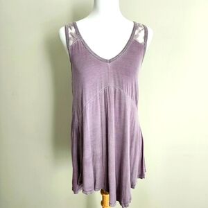 Baba Purple Lace‎ Tank Top Womens Small Medium Keyhole Fairy Goth Whimsigoth Y2K